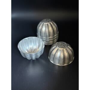 Set Seven Vintage 1960's Jell-O Brand Aluminum Individual 3" Fluted Jello Molds